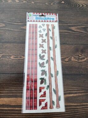 Provocraft Stickers Border Branches Plaid Pine Cones VINTAGE Retired New #21